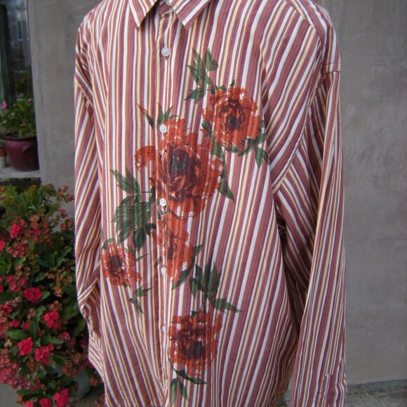 CUBAVERA XL STRIPED AND FLORAL 100% COTTON SHIRT - Picture 2 of 6